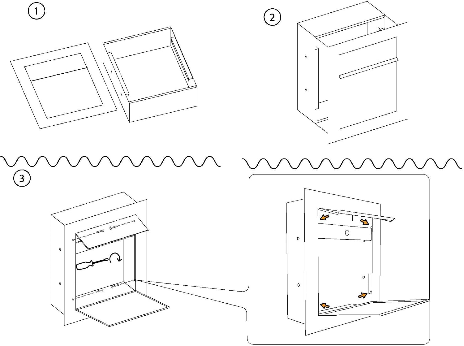 BARI by Bravios - Modern Built-in Black Mailbox