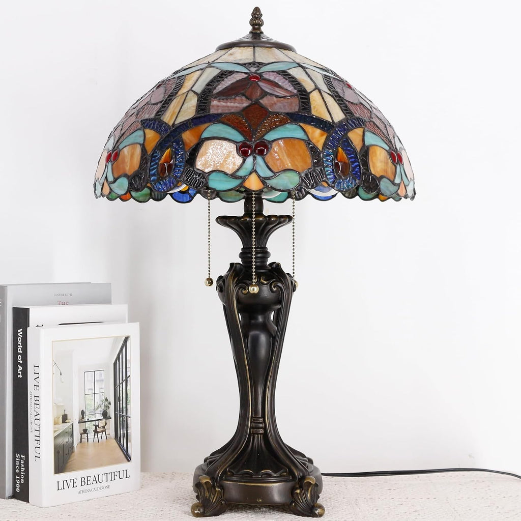 Large Tiffany Lamp Shade Replacement Only 16Inch Stained Glass Lampshade Fit For Table Lamps FLoor Lamp Ceiling Fixture Pendant Hanging Light Home Office Decoration (Orange Yello)