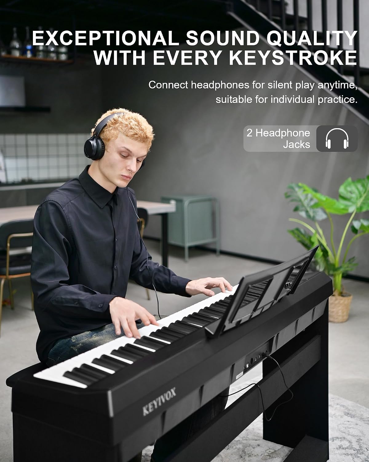 S-200 88-Key Weighted Digital Piano keyboard, Full-size Hammer Action Electric piano for Beginners, 8 Timbres, 128 Rhythms, 31 Demo Songs with Dual Headphone Jack, Triple Pedal, USB