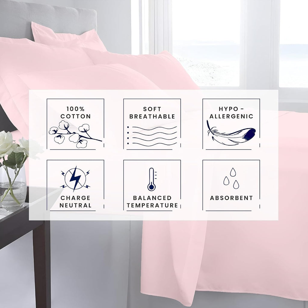 Kotton Culture Bed Sheets 4 Piece 100% Egyptian Cotton 600 Thread Count Soft Crisp Cooling Cotton Luxury Hotel Sheets Thick with 16' Inch Deep Pocket Snug Fit Sateen Weave(Pink Blush,Alaskan King)