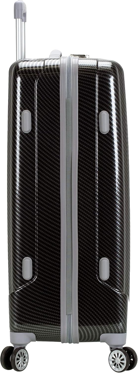 Rockland Barcelona Hardside 10-Piece Travel Gear Luggage Set, Black (22'/24'/28' Uprights, Luggage Cover, and Packing Cubes)