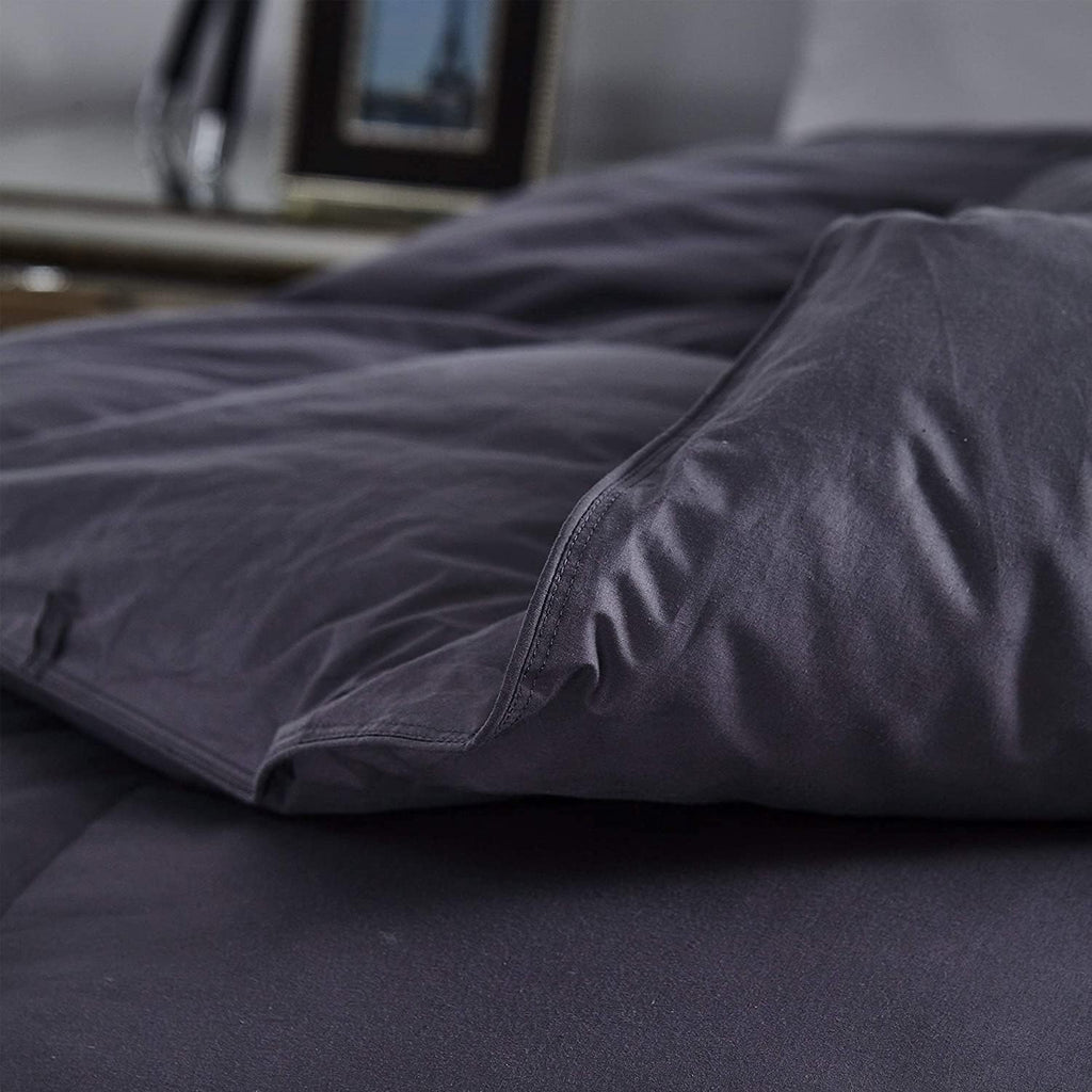 Luxurious All-Season Goose Down Feather Comforter Duvet Insert, Classic Gray, Premium Baffle Box, 1200 Thread Count 100% Egyptian Cotton Cover, 750+ Fill Power (Twin)