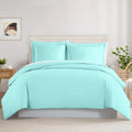 800TC 3 Sided Zipper Duvet Cover Set Soft Egyptian Cotton 3 Sided Zipper Closure, 3 PCS 1-Duvet Cover & 2- Pillow Shams - Oversize Queen Size (98' x 98') Inches, (Aqua Blue Stripe)