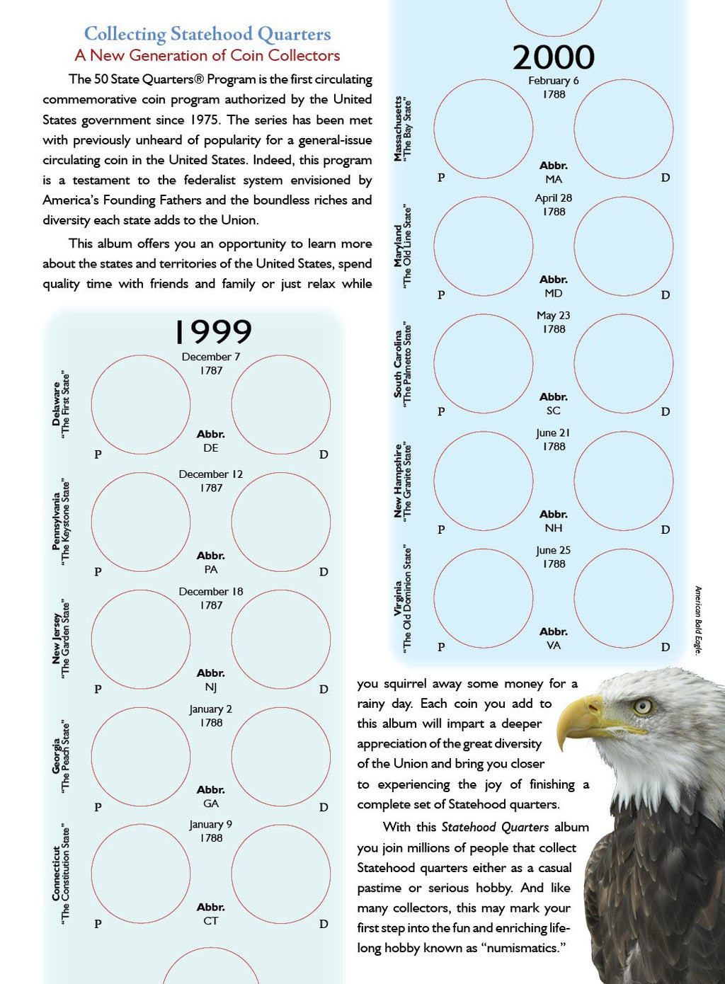 Statehood Quarters Album 1999-2009, P&D (Cornerstone Coin Albums)