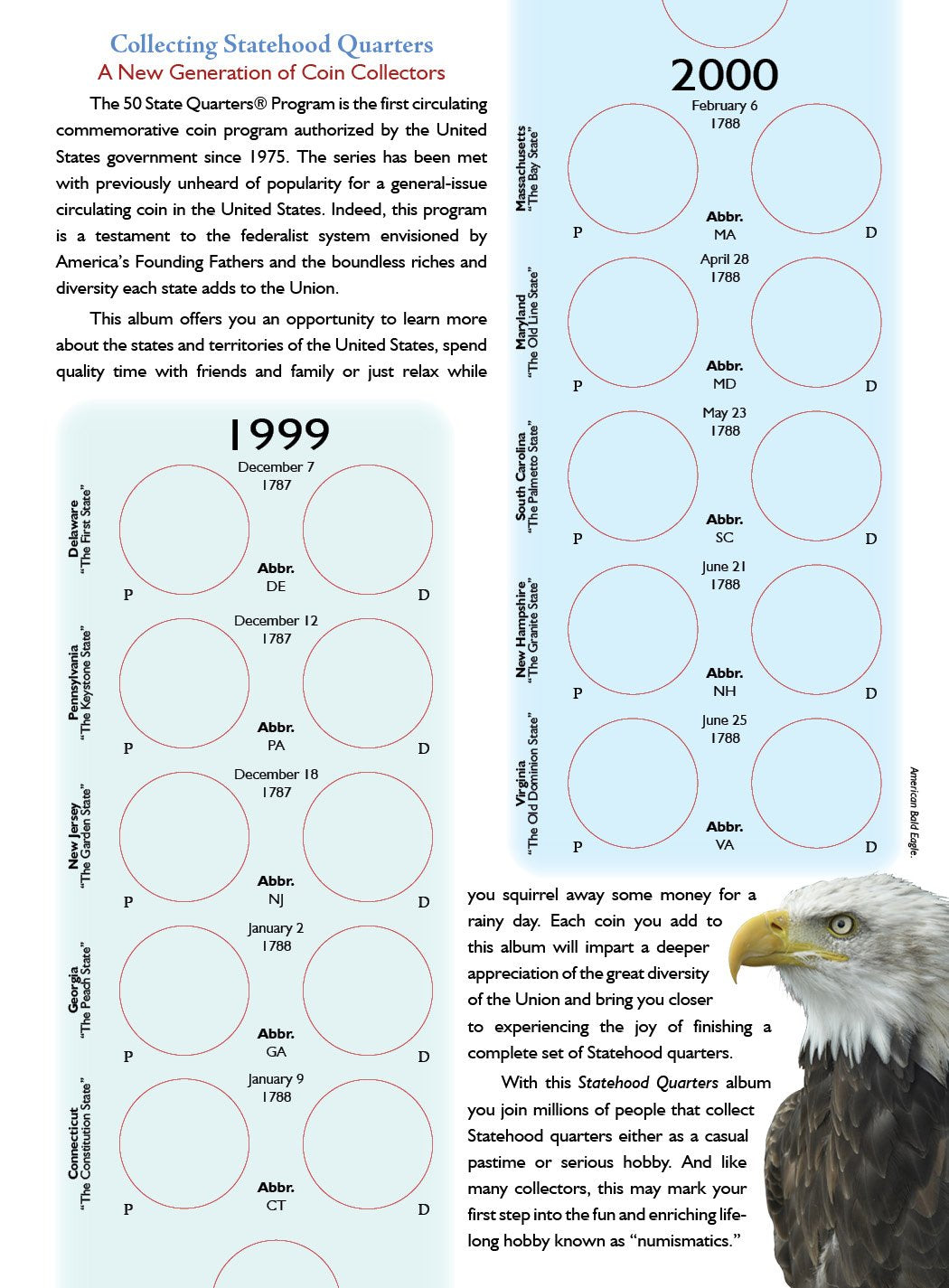 Statehood Quarters Album 1999-2009, P&D (Cornerstone Coin Albums)