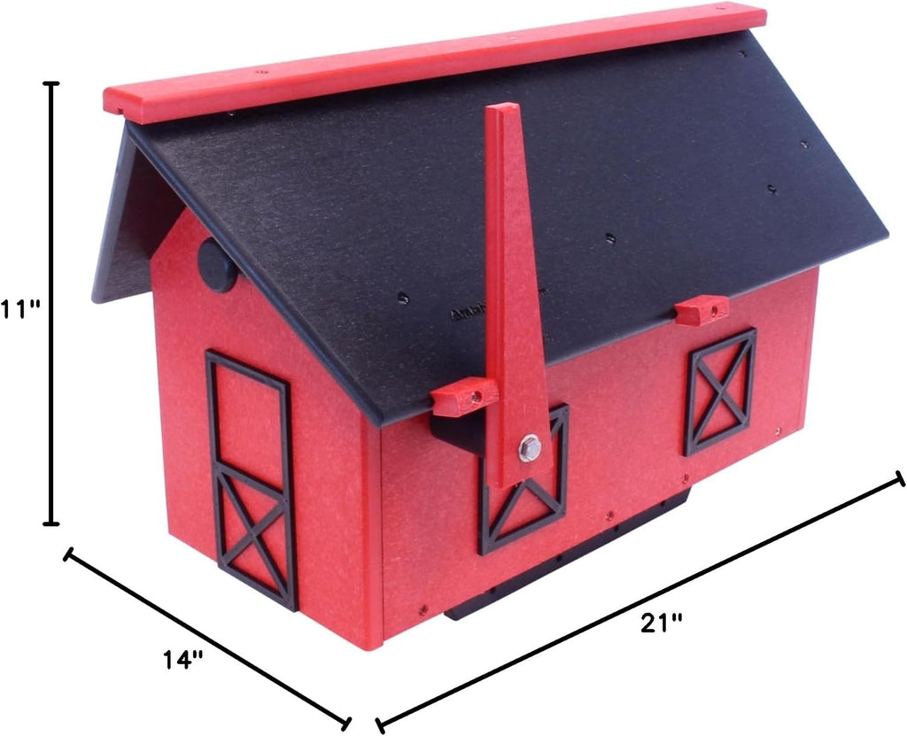 Mailbox, Post Mount, Made with Weather-Proof Poly Lumber, UV-Resistant (Black & Bright Red)
