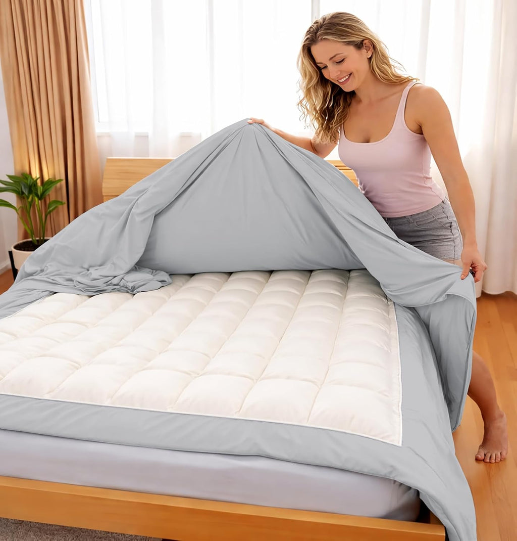 132x120 Duvet Cover Set 3 Sided Zipper Close Alaskan King Size Silver Grey - Microfiber Duvet Cover Set with 3 Sided Zipper Close, 3 PCS Alaskan King Size Duvet Cover & 2 Pillow Cases(20'X40)