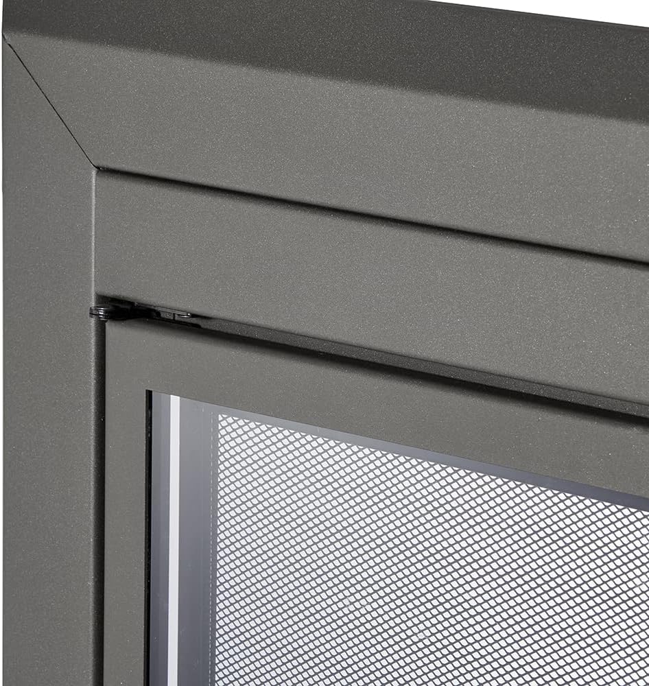 UniFlame - Logan - Cabinet-Style Fireplace Doors with Smoke Tempered Glass (Color: Gunmetal, Size: Medium - Fits Opening 30in to 37in W x 25.5in to 32.5in H)