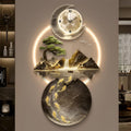 XQDYSG Wall Sculptures 3D Wall Art Decor Clock Plug-in Power Supply Home Decor Wall Modern Wall Hanging Sculpture Painting with LED Light for Bedroom Living Room Apartmen(Stylle D,19.6 * 39.37IN)
