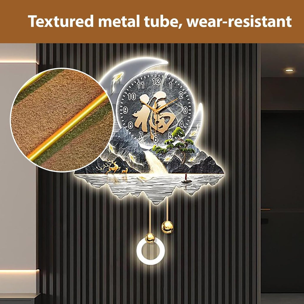 Modern Home Decorative Wall Clock Art Decorations lamp,Plug-in Power Supply 3D Relief LED Decorative Painting,Home Decoration,for Bedroom, Living Room, Kitchen(D,40 * 60cm/15.7 * 23.6in)