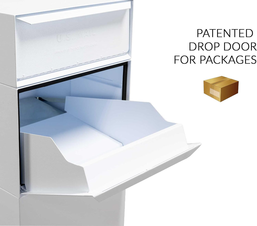 dVault® Full Service Vault DVCS0015 Secure Curbside Mailbox/Package Drop with Locking Letterbox (White)