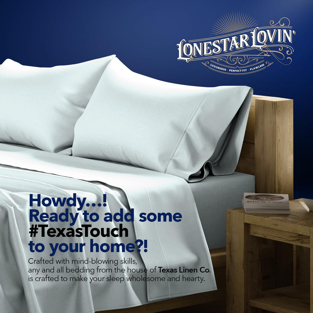 TEXAS LINEN CO. 100% Egyptian Cotton California King Sheet Sets - Luxury 1000 Series Lonestar Lovin' Collection Cal King Sheet Set (4 PC, Sea Foam), Cooling, 16' Deep Pocket Sateen Hotel Bed Sheets