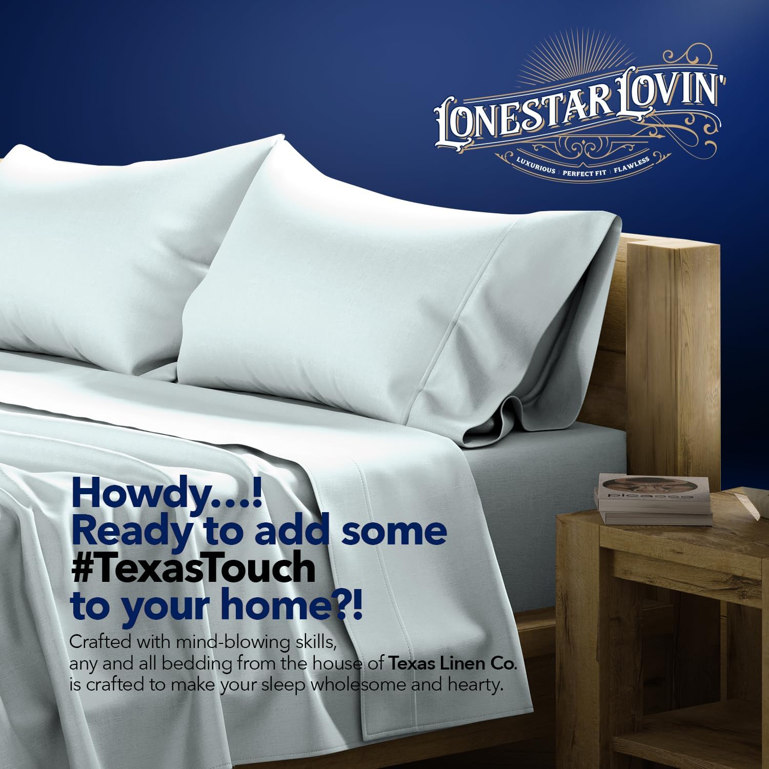 TEXAS LINEN CO. 100% Egyptian Cotton California King Sheet Sets - Luxury 1000 Series Lonestar Lovin' Collection Cal King Sheet Set (4 PC, Sea Foam), Cooling, 16' Deep Pocket Sateen Hotel Bed Sheets