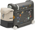 Stokke JetKids Travel Bundle, Midnight Grey - Includes BedBox Ride-On Suitcase & Backpack - Best for Kids 2-7 Years Old (Up to 77 lbs)