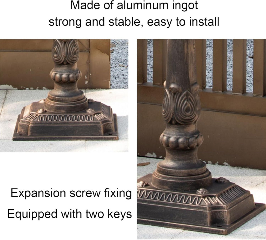 Mail Boxes for House Outside, Mailboxes for Outside with Post, Mailbox with Post, Metal Mailbox, Mailbox Cast Aluminum, Black Mail Box Postal Box, with 2 Keys(Brown)