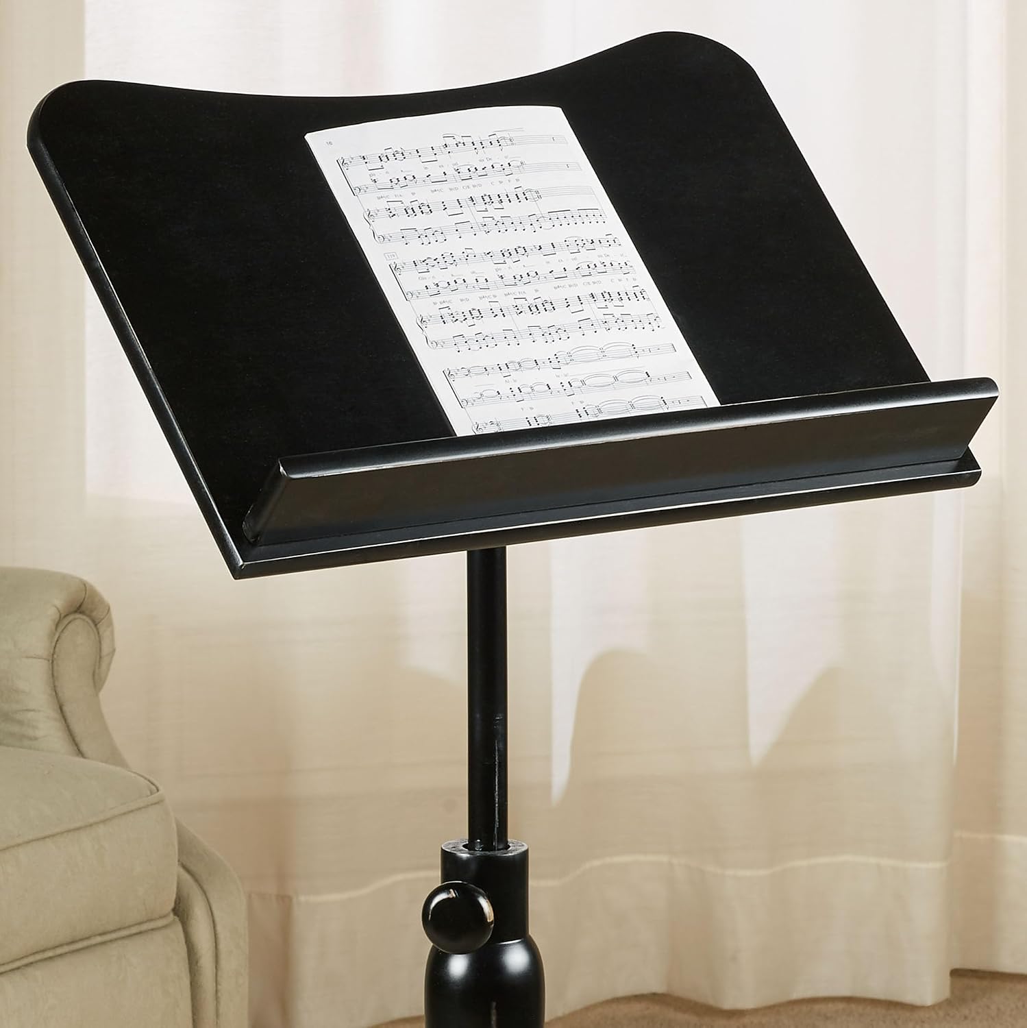 Touch of Class Parke Music Sheet Stand - Wooden - Black - Adjustable - Wood Station for Conductors - Library Lectern for Atlas, Dictionary - Auditorium, Meeting Room, Classroom for Speeches
