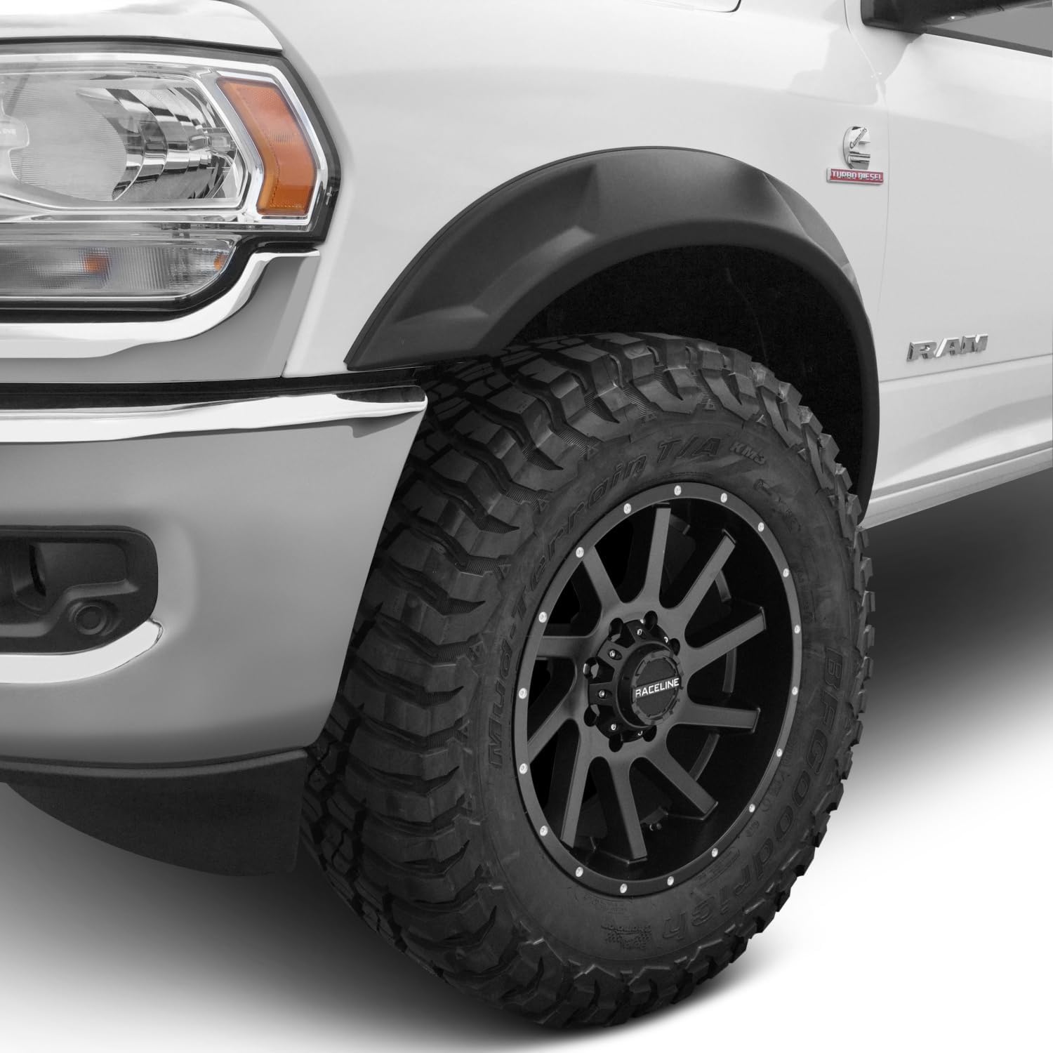 Bushwacker DRT Extended Front & Rear Fender Flares | 4-Piece Set, Black, Smooth Finish | 20951-02 | Fits 2017-2022 Ford F-250 w/ 6.8' or 8.2' Bed, F-350 Super Duty w/ 8.2' Bed