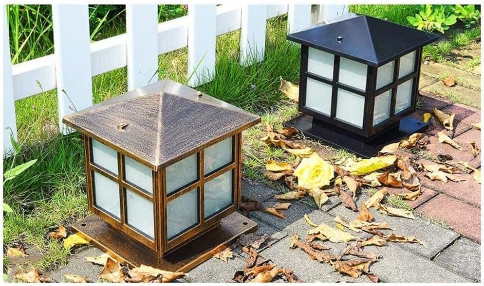 Garden Post Light Outdoor Floor Lamps Lantern Wood Mailbox Posts for Outside Porch Columns and Pillars Outdoor Post Lights Use for Villa Fence Floor Lamp Outdoor Garden Door Light