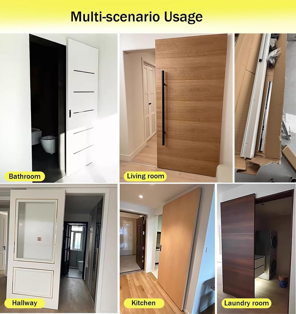 Trackless Ghost Sliding Door Hardware Kit, Soft Close Pocket Door Hardware with Track Universal, Bedroom/Kitchen/Study Barn Door Replacement Rail(3.4ft/103cm)