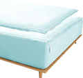 Zip On Sheets™ Zipper Fitted Sheet Queen Size - Upto 16' Inch Deep Pockets - Includes 1 Fitted Sheet Base & 2 Zip-On Sheets - Easy to Use, Sateen Cotton 500 TC Fitted Sheet - Aqua Blue