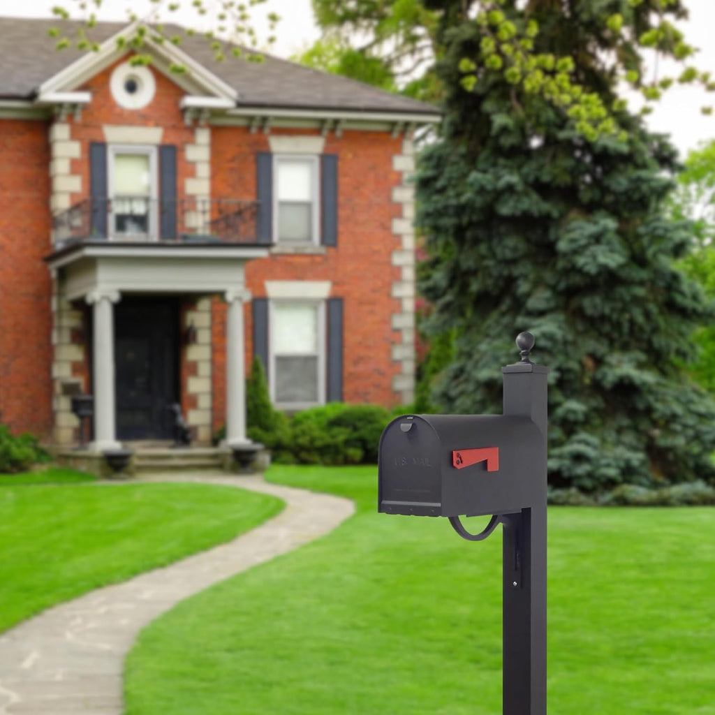 Special Lite Titan Curbside Mailbox with Springfield Post - Black Steel Mailbox with Post - SCH1016S-SPK710-BLK