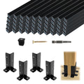 Muzata 4Pack Adjustable Post Base Brackets Deck Post Anchor Fit for Deck Railing Mailbox WT32 Bundle with 50Pack 32' Aluminum Deck Balusters Square Black for Wood and Composite Deck WT26