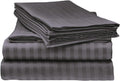LaxLinen 600 Thread Count Super Soft Quality 100% Egyptian Cotton 6 PCs Bed Sheet Set (+26 Inch) Extra Deep Pocket Queen Bed Size,Elephant Grey Stripe