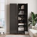 67' Tall Narrow Storage Cabinet, Metal Slim Bathroom Cabinet, Single Door Freestanding Floor Cabinets with 4 Adjustable Shelves for Laundry, Kitchen Pantry, Living Room (1PC, Black)