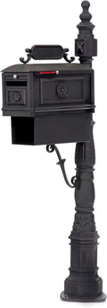 Locking Victorian Barcelona Decorative Cast Aluminum Better Box Mailbox with Paper Box Black