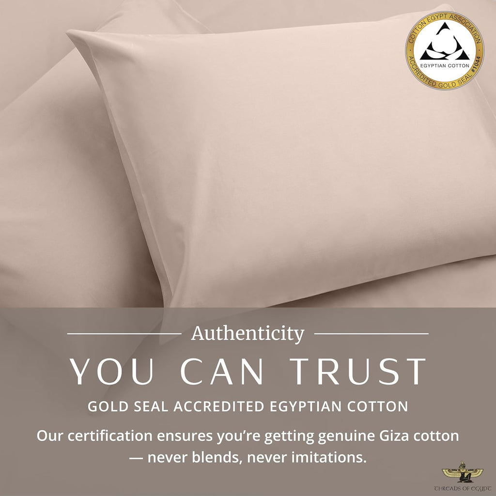 100% Egyptian Cotton Sheets Split King Size | 1200 Thread Count | CEA Gold Seal Certified | Ultra Soft | Cooling for Hot Sleepers | 18' Deep Pocket | Split King Size [Dune]