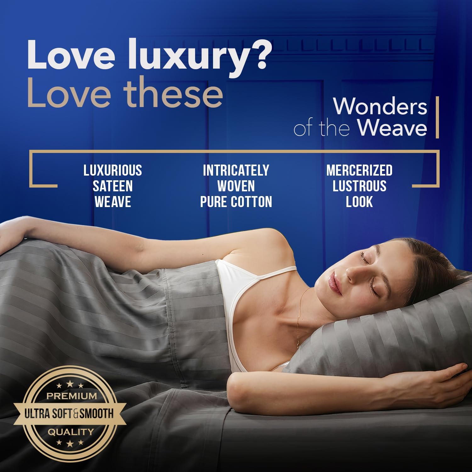 TEXAS LINEN CO. 100% Egyptian Cotton King Size Sheets Set - Luxury 1000 Series Lonestar Lovin' Damask Bed Sheets King Size (4 PC, Dark Grey Stripe), 16' Deep Pocket Extra Long Staple Hotel Sheets
