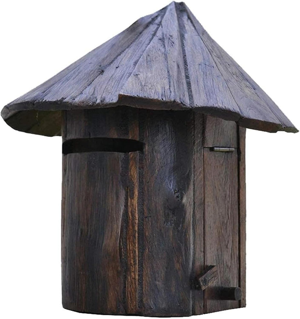 Solid Wood Retro Mailbox Wall-Mounted Mailbox for Outside, Rural Style Wall-Mount Letterboxes for Outdoor Patio Villa