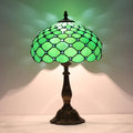 Stained Glass Table Lamp,Green Pearl Style Lamp,12X12X19 Inch Reading Light,Vintage Glass Desk Light for Living Room Bedroom