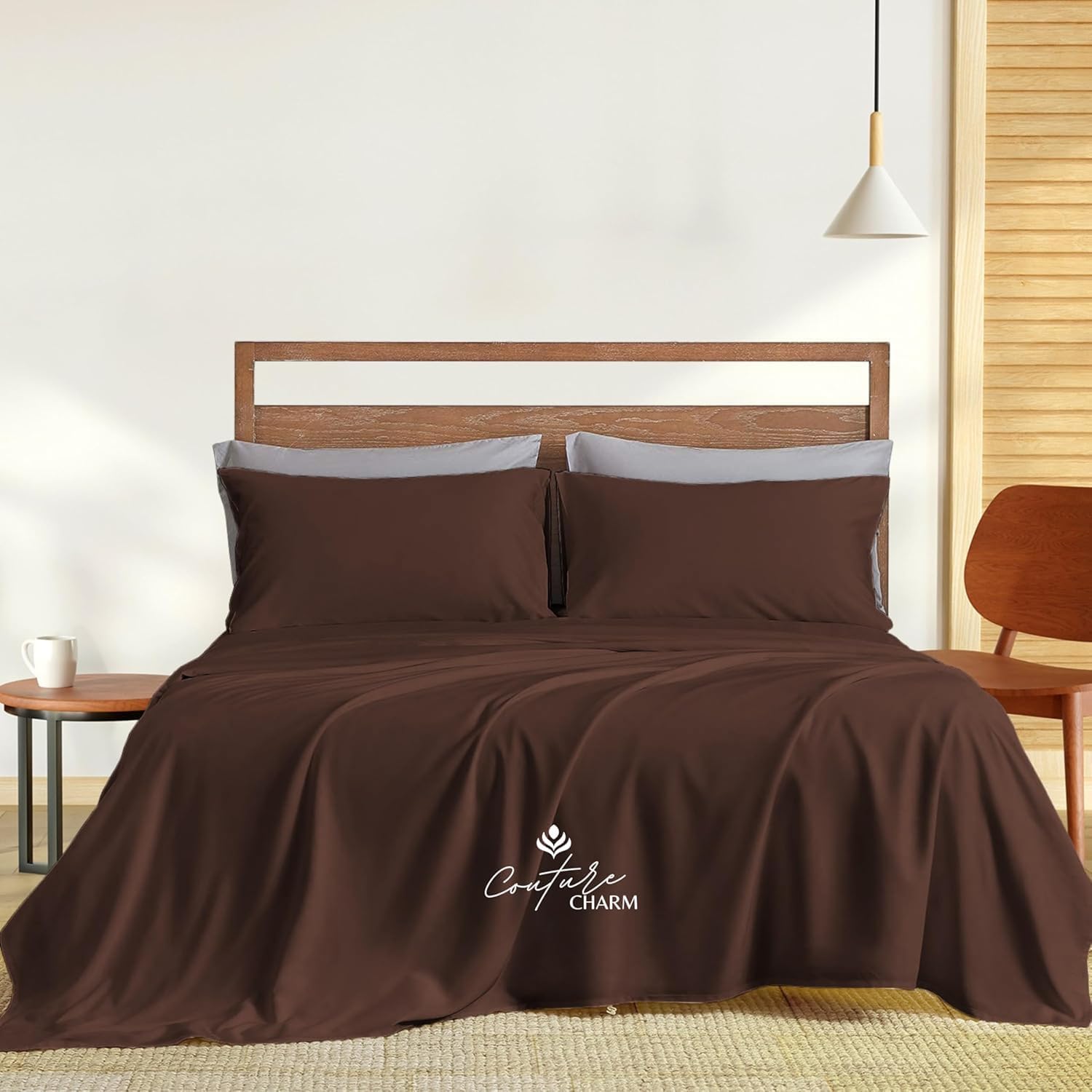 Queen Size 1000 Thread Count 100% Egyptian Cotton Sheet Set, 4-Piece, Sateen Weave, with 10-12' Deep Pocket Snug Fit (Solid, Chocolate)