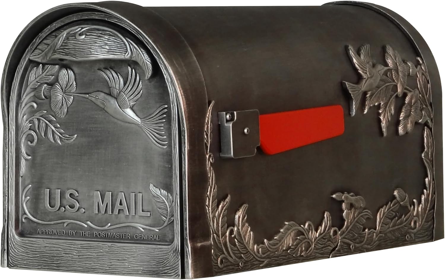 Special Lite Hummingbird Curbside Mailbox - Swedish Silver Aluminum Mailbox for Post Mount - SCB-1005-SW