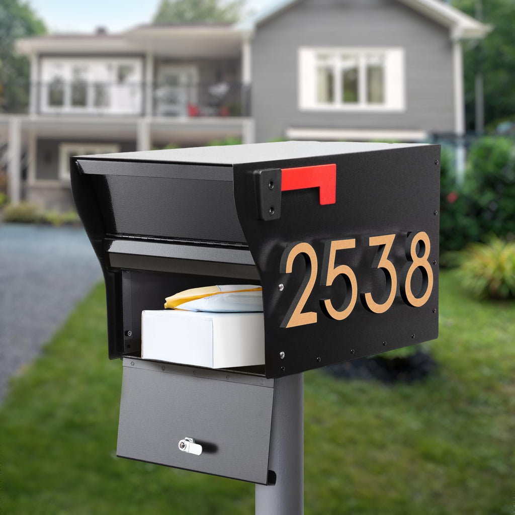 Whitehall Personalize MailVault Streetside Locking Mailbox Heavy Duty Steel Anti-Theft Mailbox for Outside, Modern Mailbox with Key Lock, Weather Resistant