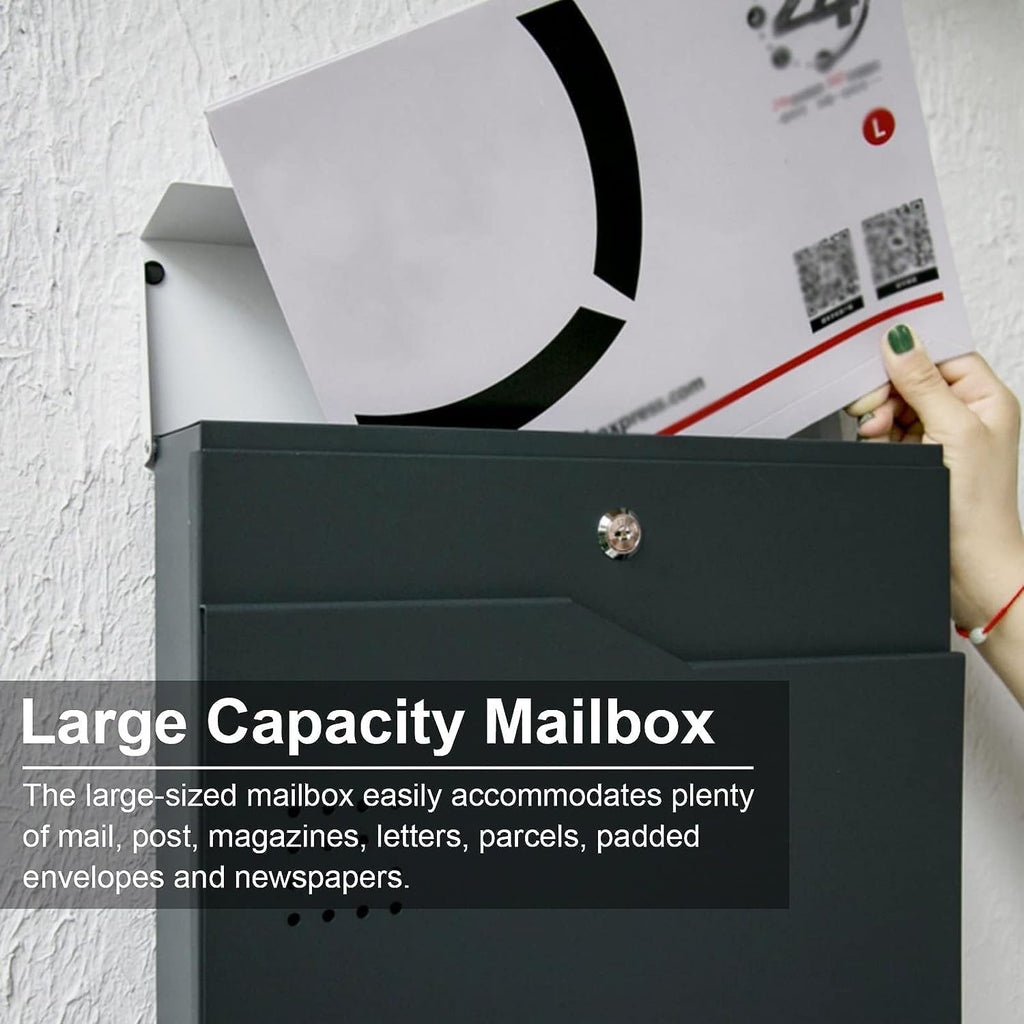 Wall Mounted Letterbox,Modern Mailbox, Weather Resistant Metal Post Mailbox Combination, 33cm X 3.5cm Delivery Slot Postal Box, Easy Installation