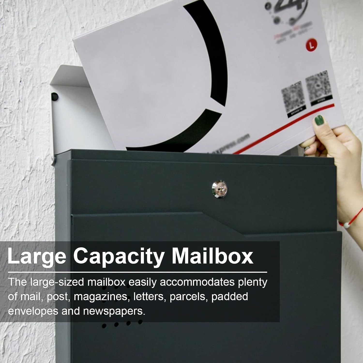 Wall Mounted Letterbox,Modern Mailbox, Weather Resistant Metal Post Mailbox Combination, 33cm X 3.5cm Delivery Slot Postal Box, Easy Installation