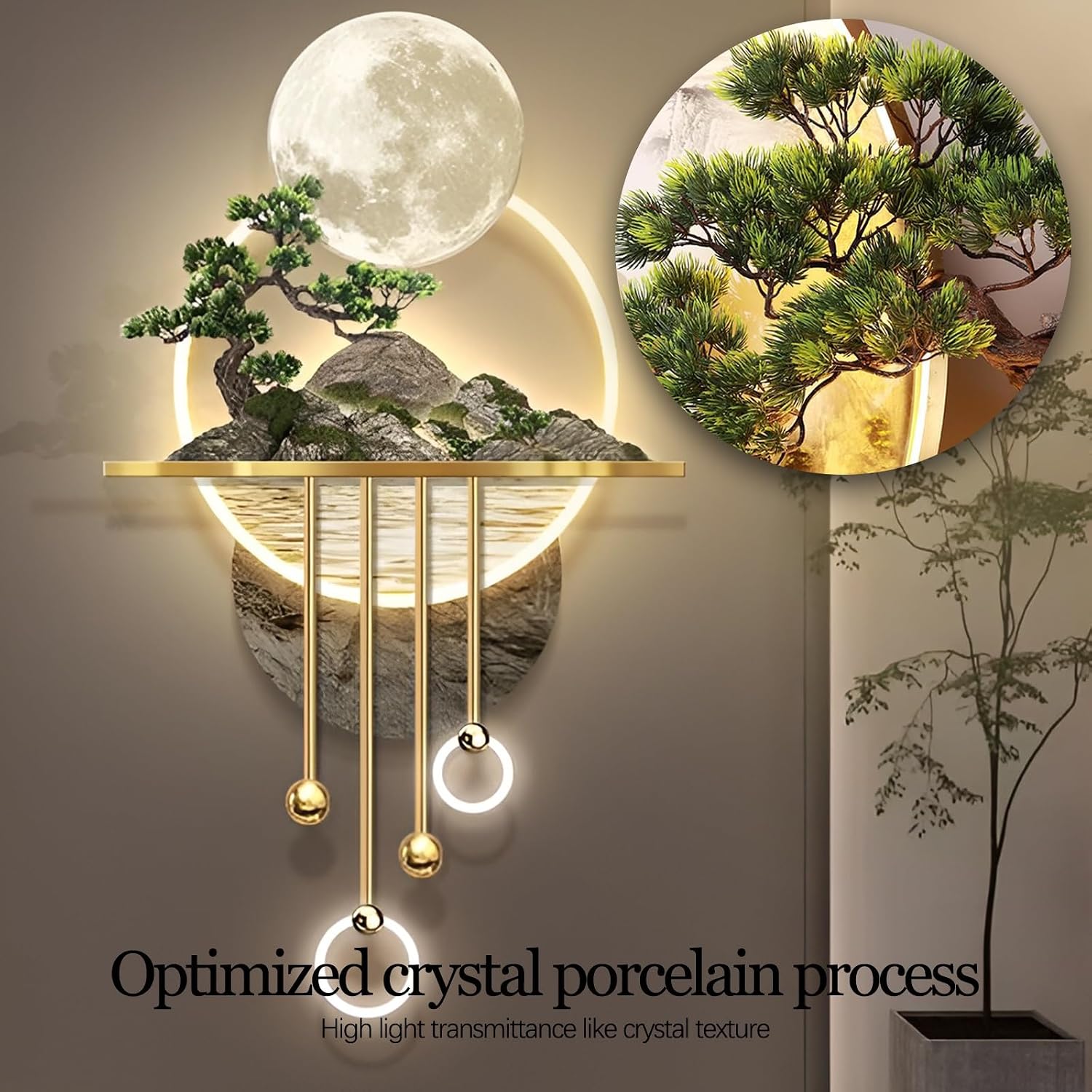 3D Wall Sculptures Painting Hanging Plug-in Power Supply Home Decor Wall 3D Wall Art Decoration - LED for Living Room, Office Bedroom, Hotel Decor(Stylle A,23.62 * 49.21)