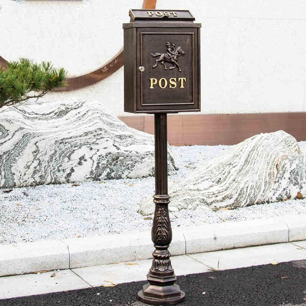 Mailboxes for Outside, Mailboxes for Outside with Post, Mailbox with Post, Metal Mailbox, Post Mount Mailbox, Cast Aluminum Mailbox, Locking Residential Mailboxes for Outside(Brown)