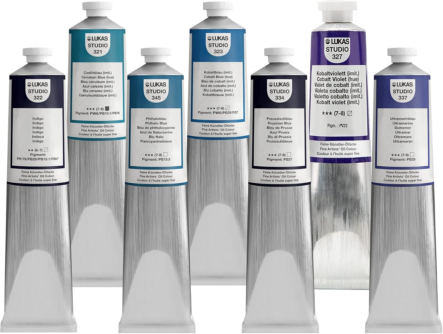 Lukas Studio Artist Oil Color Paints - High-pigment oil paint made with natural binder for artist, painting, & more! - [Blues and Violets - 200 mL]