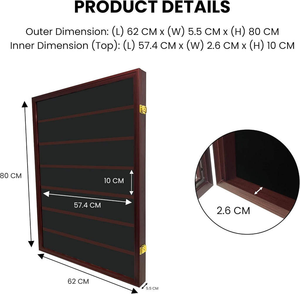 Wall-Mounted Walnut (7 Rows) NGC PCGS ICG Wooden Coin Slab Display Case Holder Frame Cabinet Storage for Coin Collection Medal Badges Sport Card Trading Card Collectibles Organization