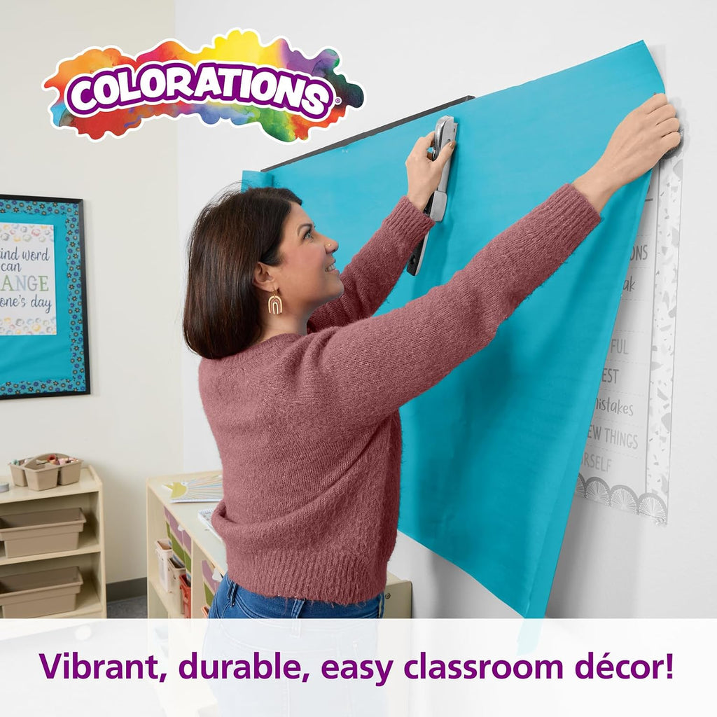 Colorations Arts and Crafts Paper Roll - 36' x 1000', Aqua, Dual Surface, Markers, Finger Paints, Painting, Watercolors, Acrylic Paints, Wall Art, Bulletin Board Paper, Kids Crafts (Item # DSLB)