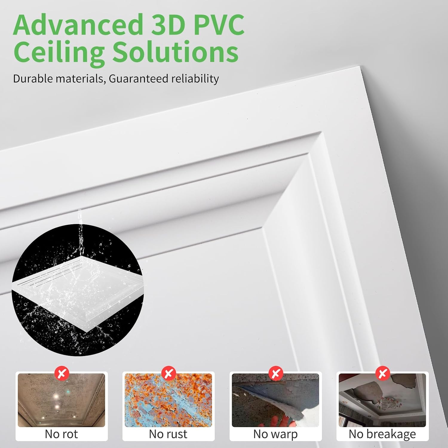Art3d Drop Ceiling Tiles 36 Pack, 2ft x 2ft PVC Glue-up Ceiling Tiles, 24x24 Wall Tiles for Indoor Decor, Home, Office, Coffee Shop, Restaurant, Gym, Multi-Pack, Covers 144 Sq. Ft, Square White