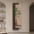 HARELA 3D Art Wall Decor with Led, Wall Sculpture Painting Decor with Fake Plant, Plug-in Power Supply 3D Wall Mural for Home, Restaurant, Hotel(Brown B,35x105cm/13.8x41.3in)