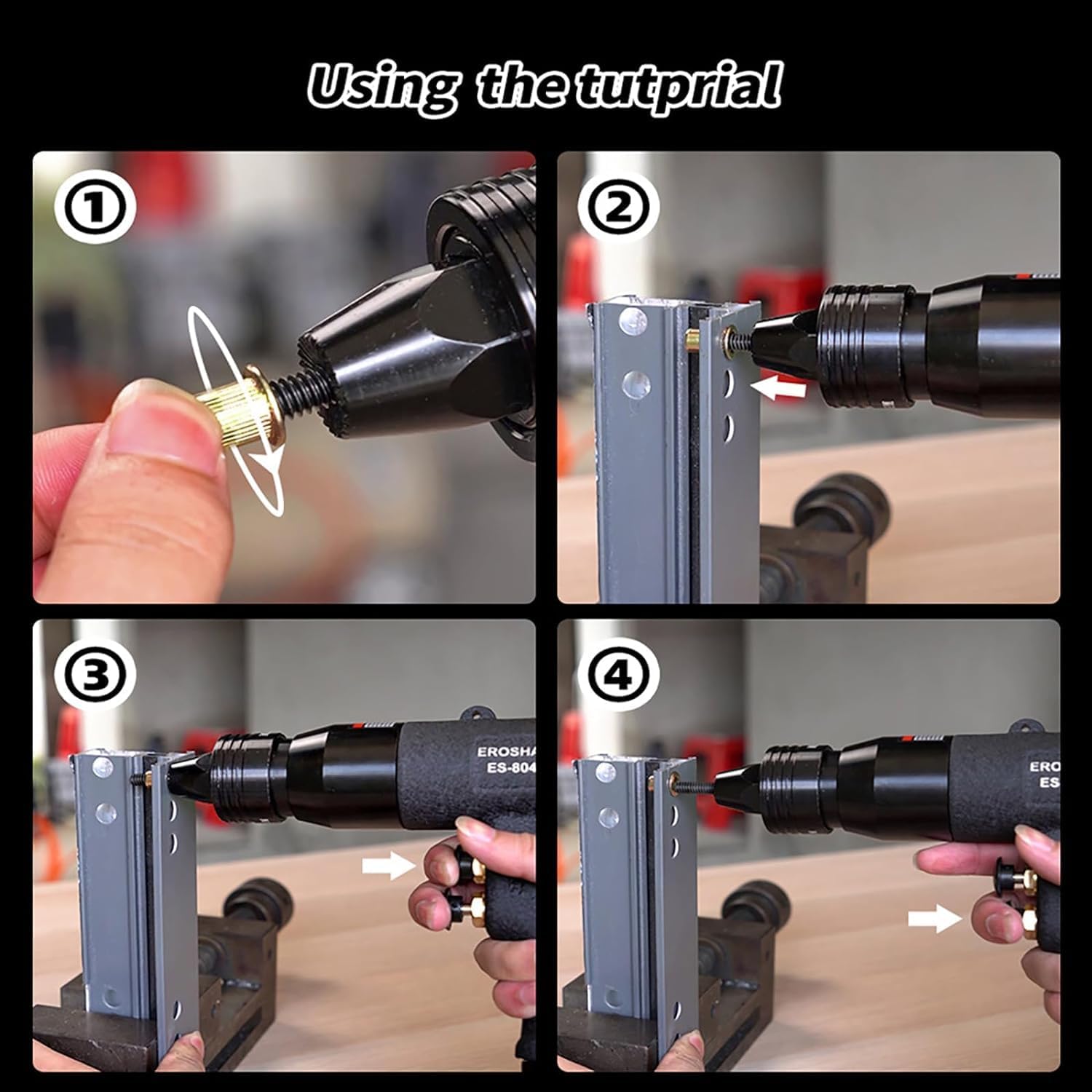 KEULEN Pneumatic Rivet Gun, Blind Riveting Gun Flat Nuts Riveter Rivnut Tool Kit, Self-Locking Function, Ajustable Speed, for Pull Nuts