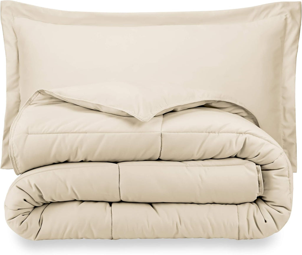 Oversized Queen All-Season Cooling Warmth Comforter Set – 3 Piece Bedding – 100% Egyptian Cotton, Long-Staple & Silky Soft – Luxury Hotel-Quality Duvet Insert – Machine Washable - Ivory