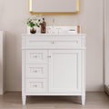 DeerValley 30 Inch Bathroom Vanity with Sink and Backsplash, Pre-Assembled Modern Bath Cabinet with Storage, Soft Close Doors, White