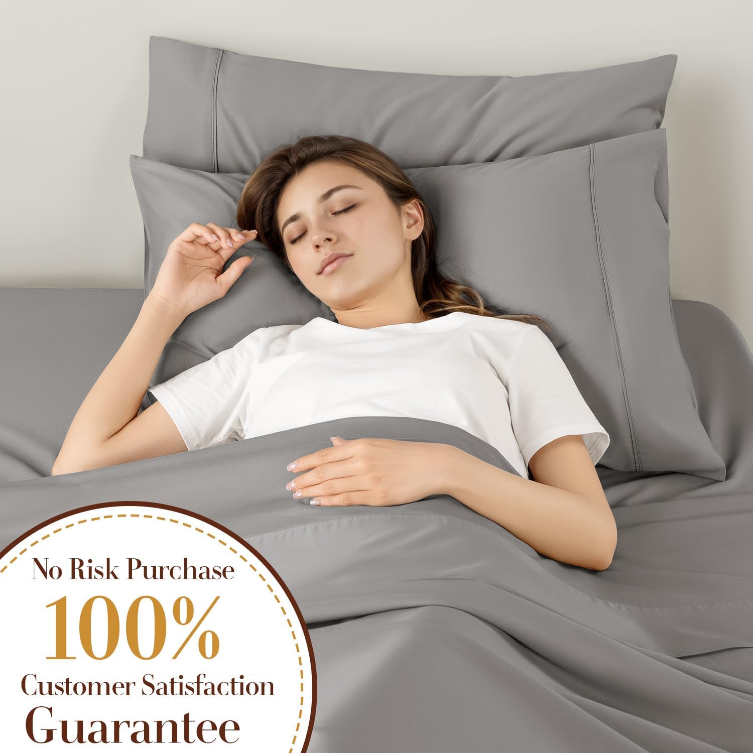 1200 Thread Count Cotton Sheets, 100% Egyptian Cotton Sheet for Queen Size Bed, Very Smooth Soft with 16' Deep Pocket Sheets 4-Pc Sets (Dove Grey, Queen)