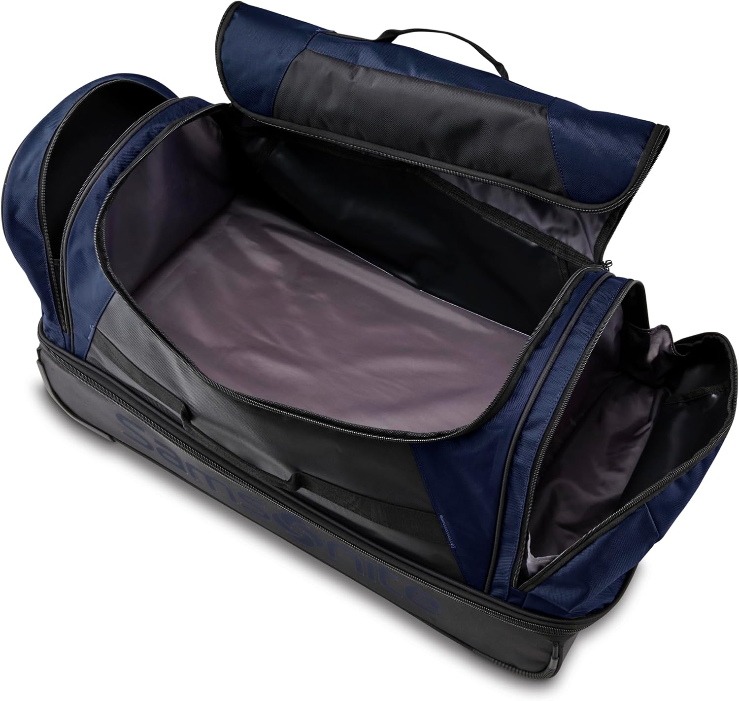 Samsonite Andante 2 Wheeled Duffel Bag – 32-Inch Durable Rolling Luggage with Inline Skate Wheels, Push-Button Handle & Spacious Compartments – Travel-Friendly and Lightweight- Navy/Black